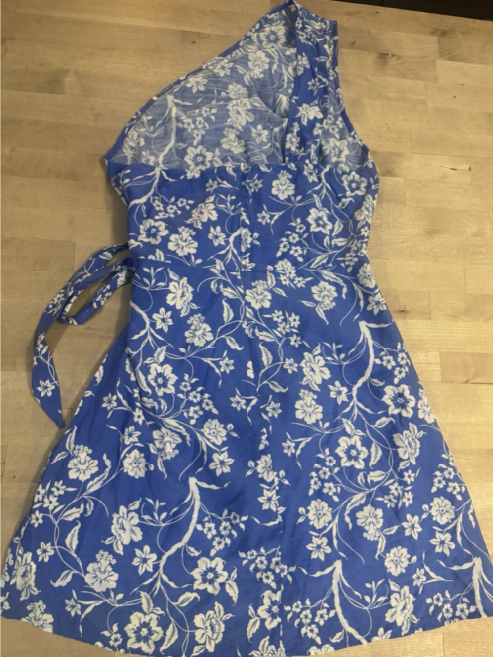 CUPSHE One-Shoulder Hawaiian Holiday Floral Blue White Dress Size XL - Picture 8 of 12